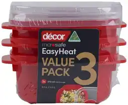 Coles Décor Microsafe Easy Heat Containers 375mL 3 Pack offer
