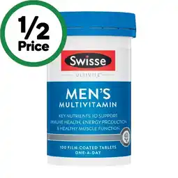 Woolworths Swisse Ultivite Men’s Multivitamin Tablets Pk 100 offer