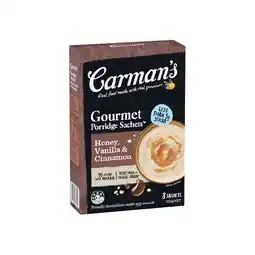 Woolworths Carman’s Porridge Sachets 270-320g Pk 6-8 offer