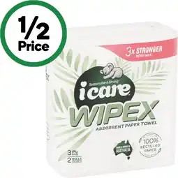 Woolworths iCare Recycled Paper Towel Pk 2 offer