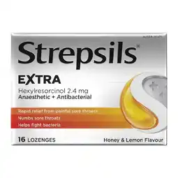 Woolworths Strepsils Extra Honey & Lemon Sore Throat Fast Numb Lozenges Pk 16 offer