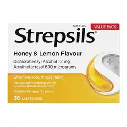 Woolworths Strepsils Honey & Lemon Lozenges Pk 36 offer