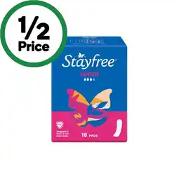 Woolworths Stayfree Super Pads No Wings Pk 18 offer