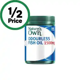 Woolworths Nature’s Own Odourless Fish Oil 1500mg Capsules Pk 200 offer