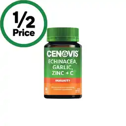 Woolworths Cenovis Echinacea, Garlic, Zinc + C Tablets Pk 60 offer