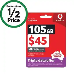 Woolworths Vodafone $45 Starter Pack¥ offer