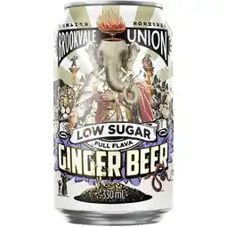 Woolworths Brookvale Union Ginger Beer Low Sugar Cans 6x330mL offer