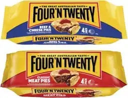 Coles Four'N Twenty Traditional Meat Pies 4 Pack 700g offer