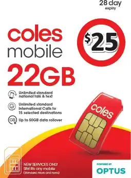 Coles Coles Mobile $25 Prepaid SIM offer