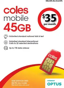 Coles Coles Mobile $35 Month-To-Month SIM offer
