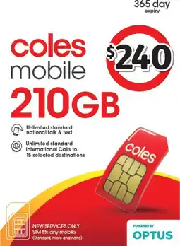 Coles Coles Mobile $240 Prepaid SIM offer