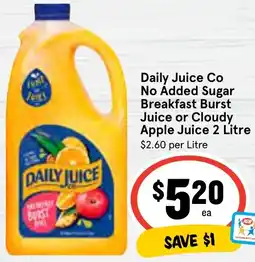 Ritchies Daily Juice Co No Added Sugar Breakfast Burst Juice or Cloudy Apple Juice offer