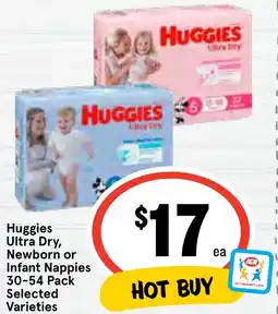 Ritchies Huggies Ultra Dry, Newborn or Infant Nappies offer