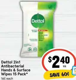 Dettol 2in1 Antibacterial Hands & Surface Wipes