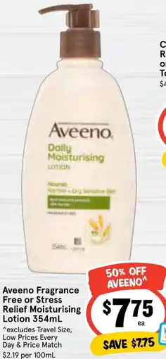 Ritchies Aveeno Fragrance Free or Stress Relief Moisturising Lotion offer