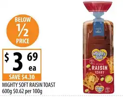 Supabarn Mighty soft raisin toast offer