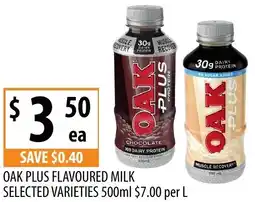 Supabarn Oak plus flavoured milk offer