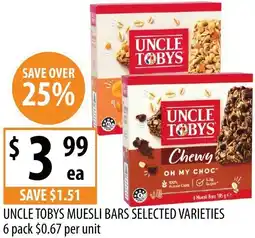 Supabarn Uncle tobys muesli bars offer