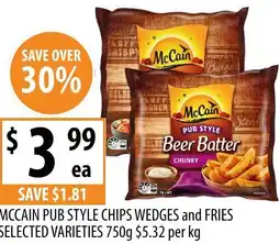 Supabarn Mccain pub style chips wedges and fries offer