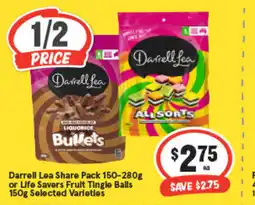 IGA Darrell lea share pack 150-280g or life savers fruit tingle balls 150g selected varieties offer