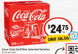 IGA Coca-cola 24x375ml selected varieties offer