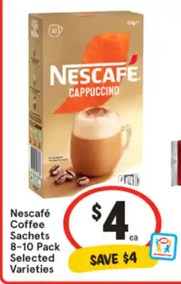 IGA Nescafé coffee sachets 8-10 pack selected varieties offer