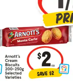 IGA Arnott's cream biscuits 200-250g selected varieties offer