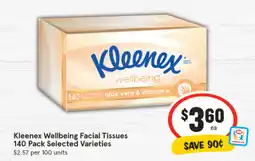 IGA Kleenex wellbeing facial tissues 140 pack offer