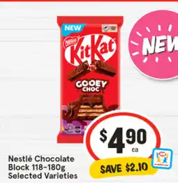 IGA Nestlé chocolate block 118-180g selected varieties offer