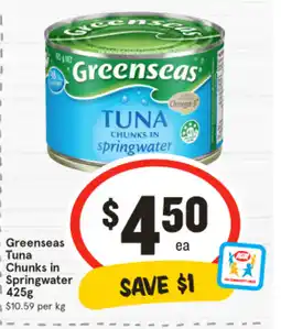 IGA Greenseas tuna chunks in springwater offer