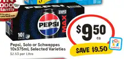 IGA Pepsi, solo or schweppes offer