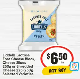 IGA Liddells lactose free cheese block, cheese slice offer