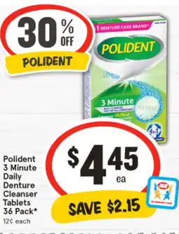 IGA Polident 3 minute daily denture cleanser tablets offer
