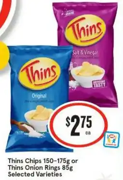 IGA Thins chips 150-175g or thins onion rings 85g offer