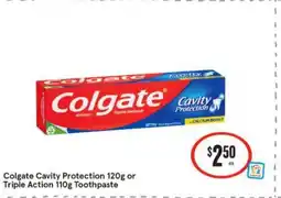 IGA Colgate cavity protection 120g or triple action 110g toothpaste offer