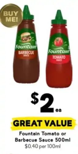 Drakes Fountain tomato or barbecue sauce offer