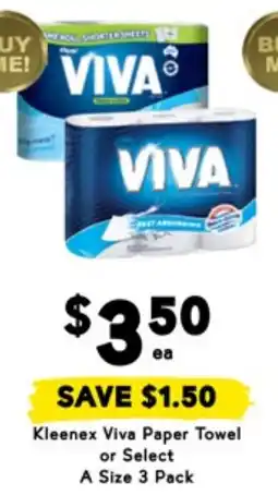Drakes Kleenex viva paper towel or select a size 3 pack offer