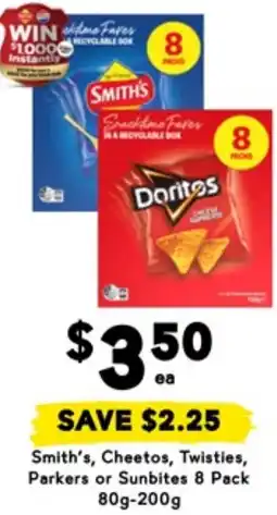 Drakes Smith's, cheetos, twisties, parkers or sunbites 8 pack offer