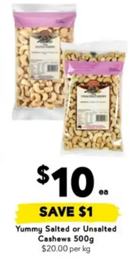 Drakes Yummy salted or unsalted cashews offer