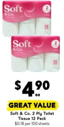 Drakes Soft & co. 2 ply toilet tissue 12 pack offer
