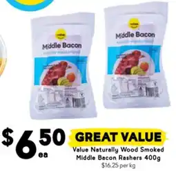 Drakes Value naturally wood smoked middle bacon rashers offer