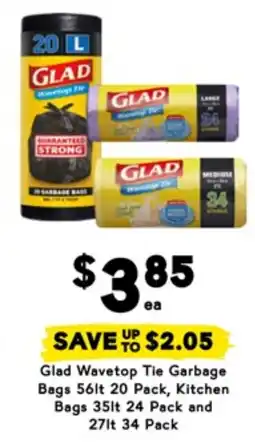 Drakes Glad wavetop tie garbage bags offer