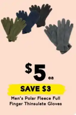 Drakes Men's Polar Fleece Full Finger Thinsulate Gloves offer