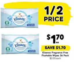 Drakes Kleenex Fragrance Free Flushable Wipes 36 Pack offer