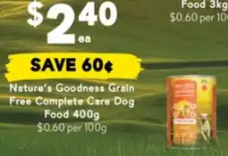 Drakes Nature's Goodness Grain Free Complete Care Dog Food offer
