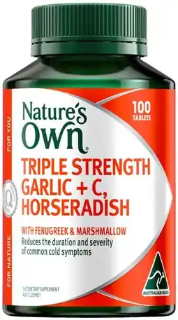 Discount Drug Stores Nature’s Own Triple Strength Garlic + C, Horseradish 100 Tablets offer