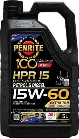 Autopro Penrite HPR 15 15W-60 Full Synthetic 5L offer