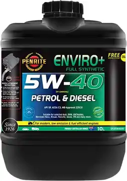 Autopro Penrite Enviro+ 5W-40 Full Synthetic 10L offer