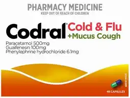 Discount Drug Stores Codral Cold & Flu + Mucus Cough 48 Capsules offer