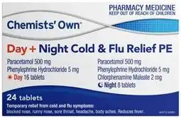 Discount Drug Stores Chemists’ Own Day + Night Cold & Flu Relief PE 24 Tablets offer